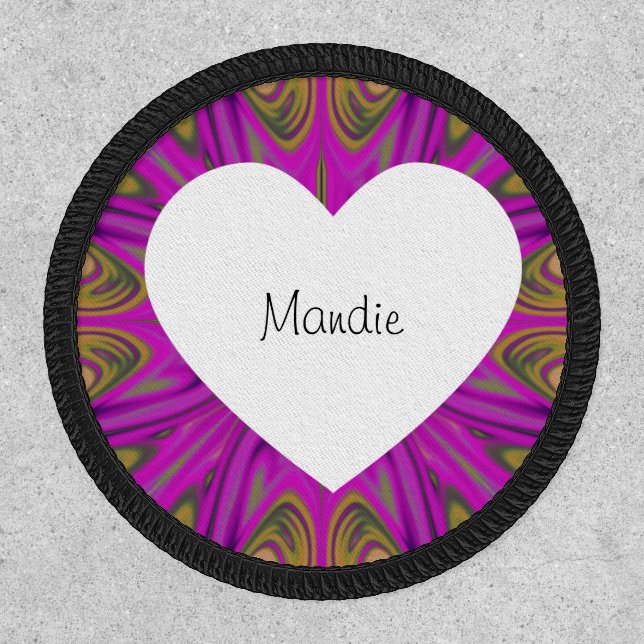 Psychadelic Liquid Colorful Abstract Purple Heart Patch (Front)