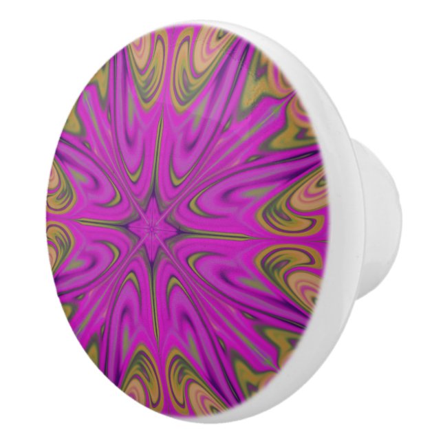 Psychadelic Liquid Colorful Abstract Purple Orange Ceramic Knob (Right)