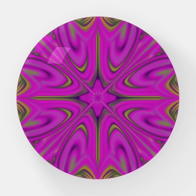 Psychadelic Liquid Colorful Abstract Purple Orange Paperweight (Front)