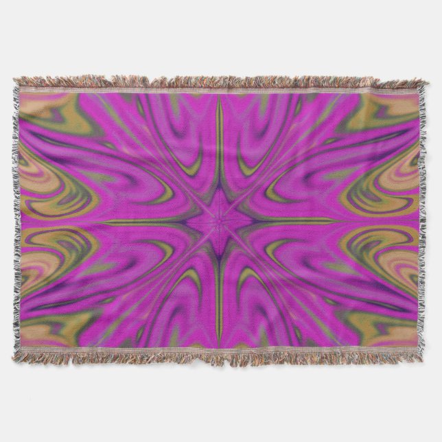 Psychadelic Liquid Colorful Abstract Purple Orange Throw Blanket (Front)