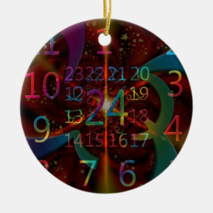 Psychadelic numbers pattern, mesmerising design ceramic ornament