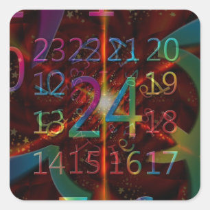 Psychadelic numbers pattern, mesmerising design square sticker