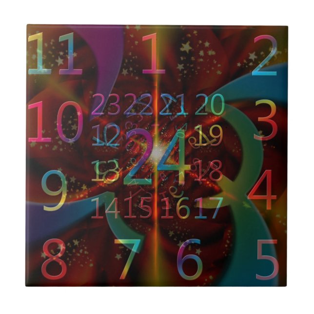 Psychadelic numbers pattern, mesmerising design tile (Front)