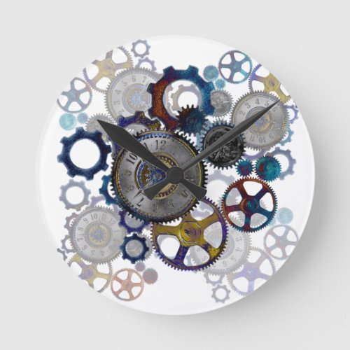Psychadelic steampunk gears cogs clock face gift