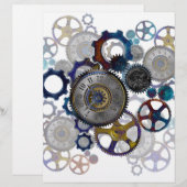 Psychadelic steampunk gears, cogs, clock face gift (Front/Back)