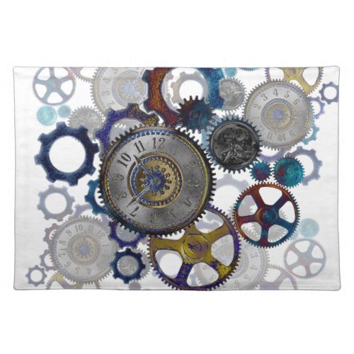 Psychadelic steampunk gears cogs clock face gift placemat