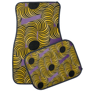 Psychadelic Swirl Orange Purple Yellow Car Floor Mat