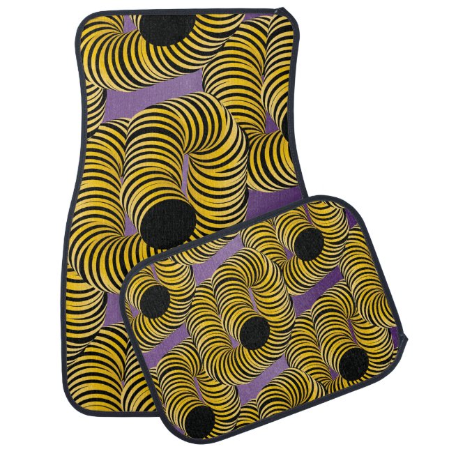 Psychadelic Swirl Orange Purple Yellow Car Floor Mat (Set)