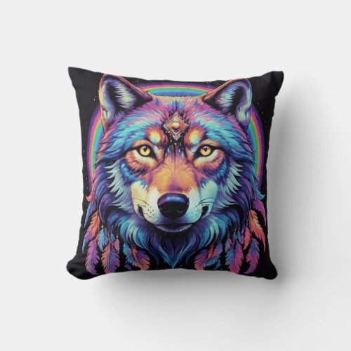 Psychadelic Wolf Pillow