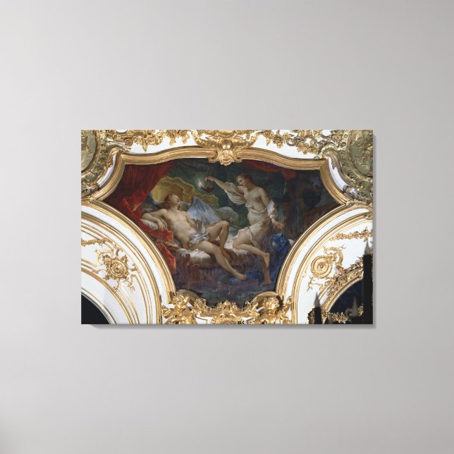 Psyche and Cupid, ceiling panel from the Salon de Canvas Print (Front)