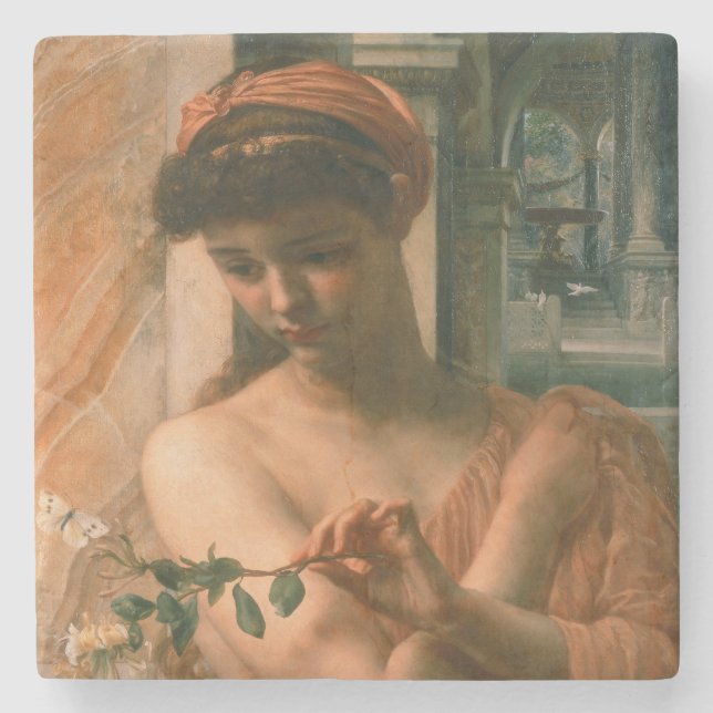 Psyche in the Temple of Love (by Edward Poynter) Stone Coaster (Front)