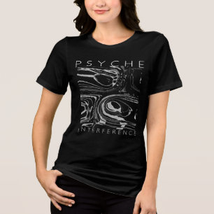 "Psyche Interference" White Gray Labyrinth Design Tri-Blend Shirt