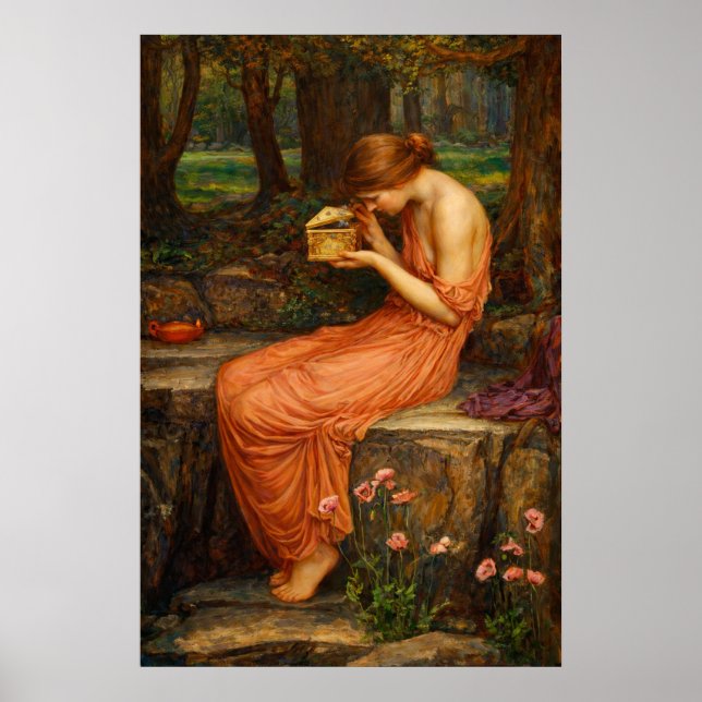 Psyche Opening the Golden Box by Waterhouse Poster (Front)