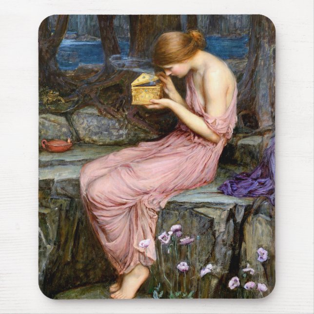 Psyche Opening the Golden Box Waterhouse Painting Mouse Pad (Front)