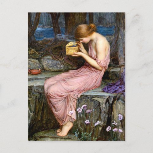 Psyche Opening the Golden Box Waterhouse Painting Postcard