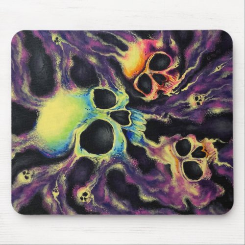 Psychedelia Skull Cluster Art Designer Mouse Pad