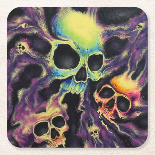 Psychedelia Skull Cluster Drink Coaster