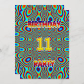 Psychedelic 11th Birthday party Invitation (Front/Back)