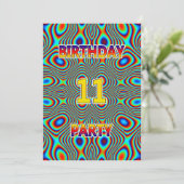 Psychedelic 11th Birthday party Invitation (Standing Front)