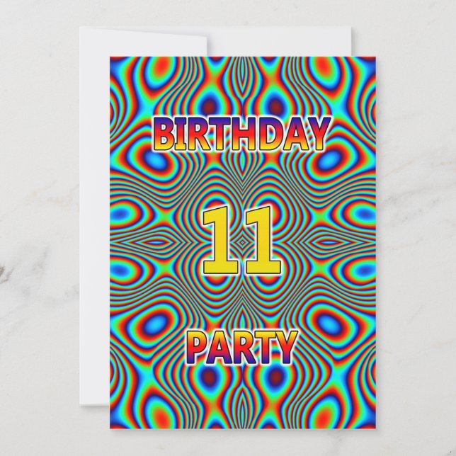 Psychedelic 11th Birthday party Invitation (Front)