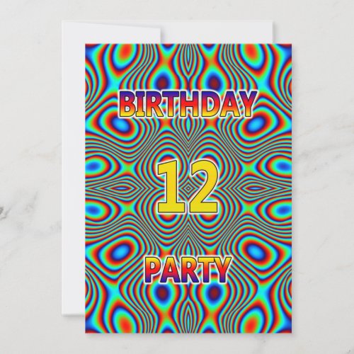 Psychedelic 12th Birthday party Invitation