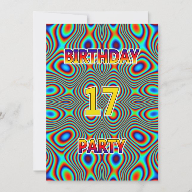 Psychedelic 17th Birthday party Invitation (Front)