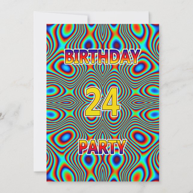 Psychedelic 24th Birthday party Invitation (Front)