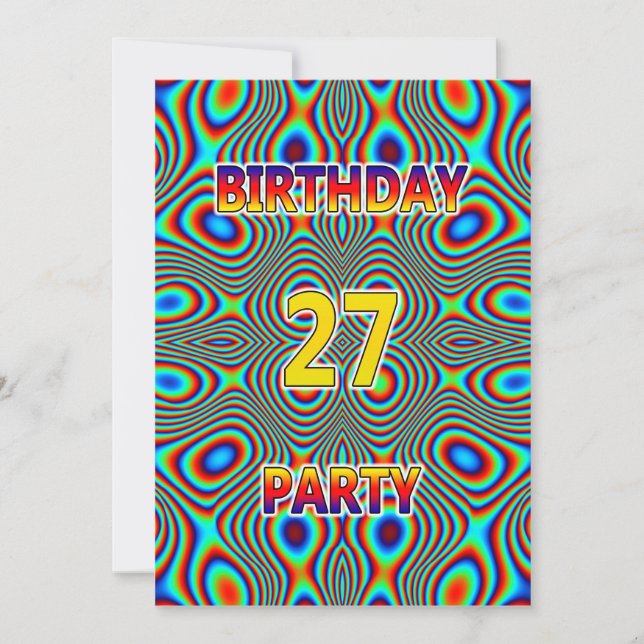 Psychedelic 27th Birthday party Invitation (Front)