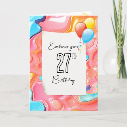 Psychedelic 3D Abstract for 27th Birthday  Card