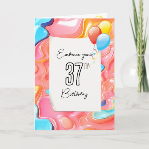 Psychedelic 3D Abstract for 37th Birthday  Card