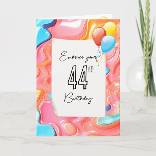 Psychedelic 3D Abstract for 44th Birthday  Card