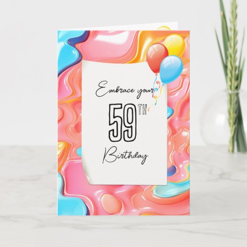 Psychedelic 3D Abstract for 59th Birthday  Card