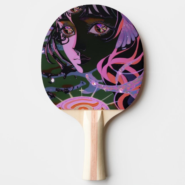 Psychedelic 3rd Eye Anime Girl Ping Pong Paddle (Front)