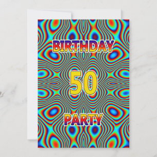 Psychedelic 50th Birthday party Invitation