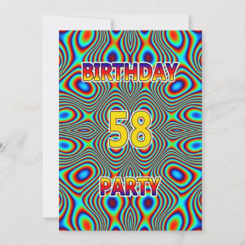 Psychedelic 58th Birthday party Invitation