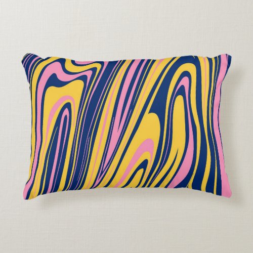 Psychedelic 60s Color Waves Background Accent Pillow