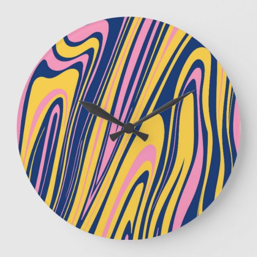 Psychedelic 60s Color Waves Background Large Clock