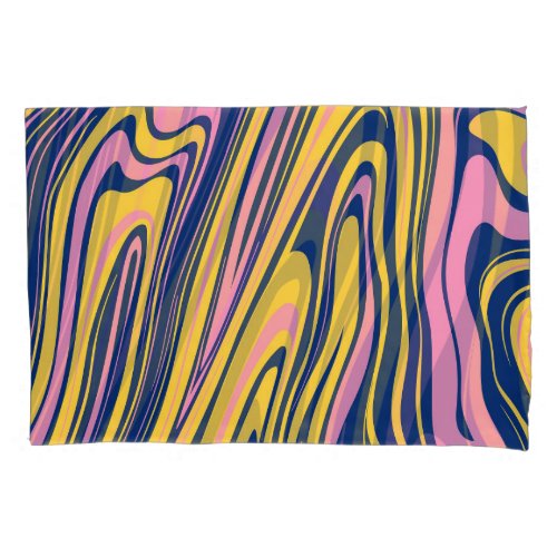 Psychedelic 60s Color Waves Background Pillow Case