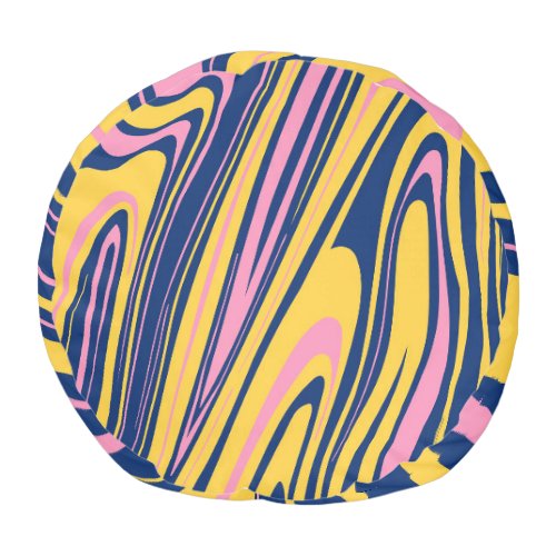 Psychedelic 60s Color Waves Background Pouf