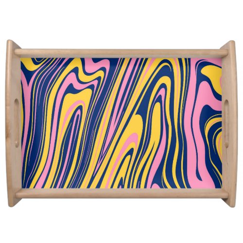 Psychedelic 60s Color Waves Background Serving Tray
