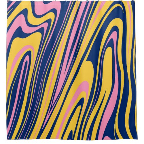 Psychedelic 60s Color Waves Background Shower Curtain