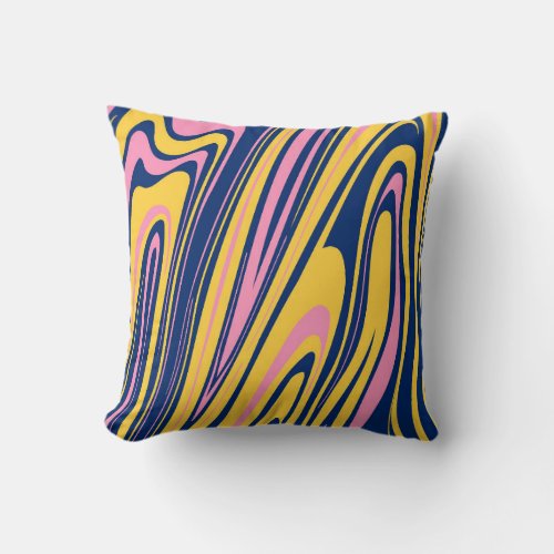 Psychedelic 60s Color Waves Background Throw Pillow