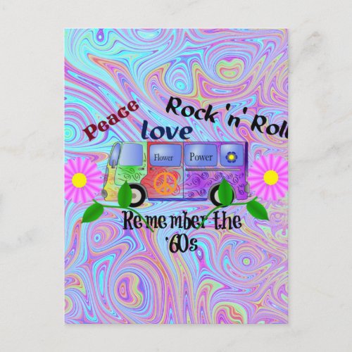 Psychedelic 60s__Peace Love Rock n Roll Postcard