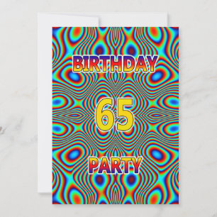 Psychedelic 65th Birthday party Invitation