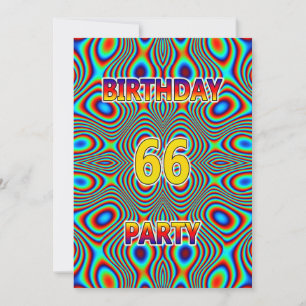 Psychedelic 66th Birthday party Invitation
