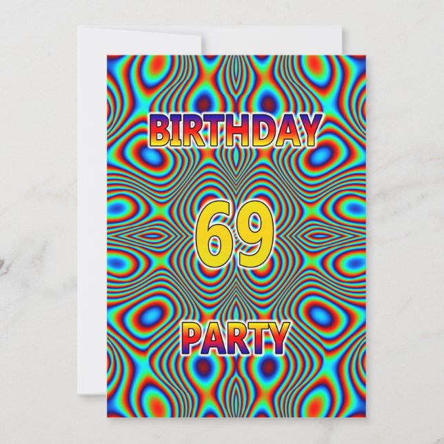 Psychedelic 69th Birthday party Invitation (Front)