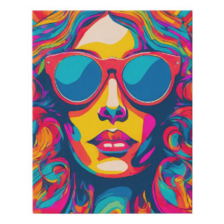Psychedelic 70's Cool Girl Faux Canvas Print