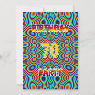 Psychedelic 70th Birthday party Invitation