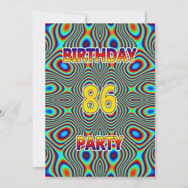 Psychedelic 86th Birthday party Invitation (Front)