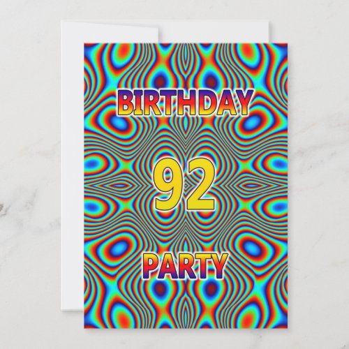 Psychedelic 92nd Birthday party Invitation